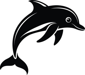 Fototapeta premium black dolphin vector illustration silhouette, Print