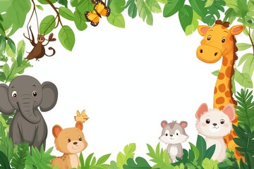 Jungle Animals Border Frame