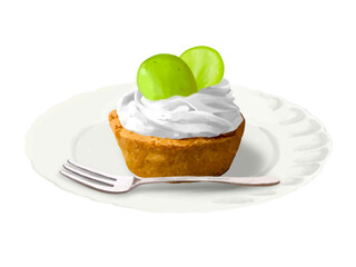 タルトケーキ（マスカット）皿付き