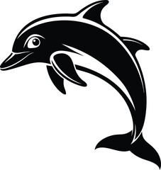 Obraz premium black dolphin vector illustration silhouette, Print