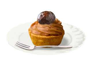 タルトケーキ（渋皮マロン）皿付き