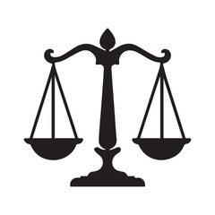 Justice Scale Balance Law Equality Order Symbol Blind vector illustration in black and white