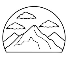 mount and sky outline coloring book page line art drawing