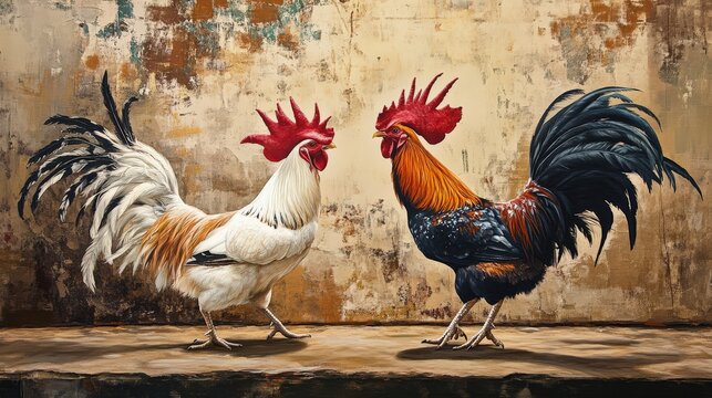 traditional cockfighting event, with fighting cocks from various regions showcased for their prowess.