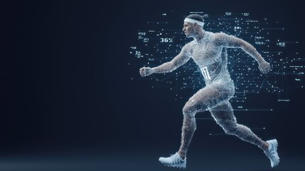 Fototapeta premium Futuristic Augmented Reality Training for Young Athletes with Real-Time Performance Tracking in Cartoon-style 3D Environment, Generative AI