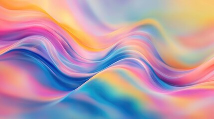 Fototapeta premium Swirling lines of rainbow colors dancing across a pastel background, creating a dynamic and vibrant display of light