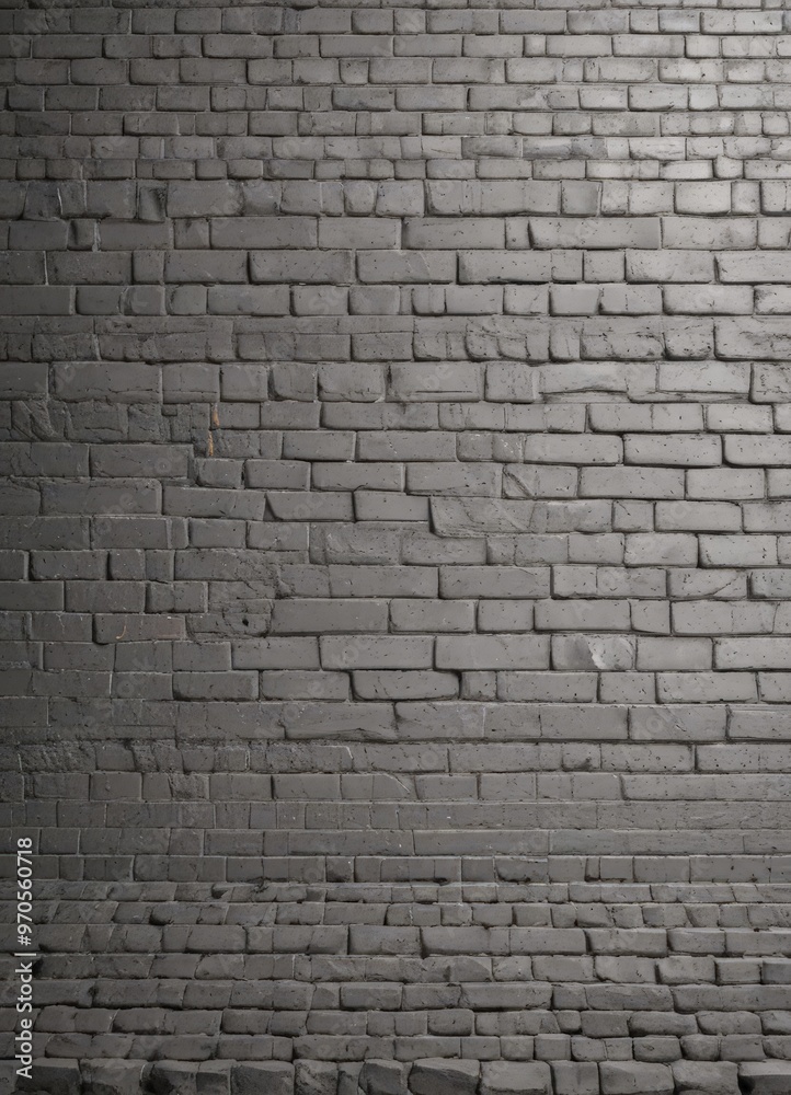 Poster A monochromatic image of a brick wall, with varying shades of gray and a subtle texture, creating a visually appealing and textured background.