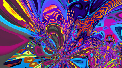 Colorful abstract psychedelic and fluid background for music video