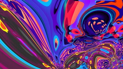 Colorful abstract psychedelic and fluid background for music video
