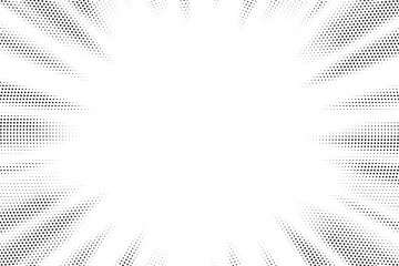 Halftone gradient sun rays pattern. Abstract halftone vector dots background. monochrome dots pattern. Vector background in comic book style with sunburst rays and halftone. Retro pop art design.