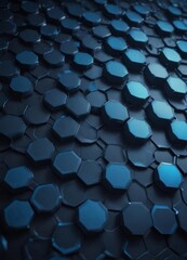 a close-up view of a pattern of blue hexagonal shapes arranged in a grid-like fashion, creating a visually striking and abstract design.
