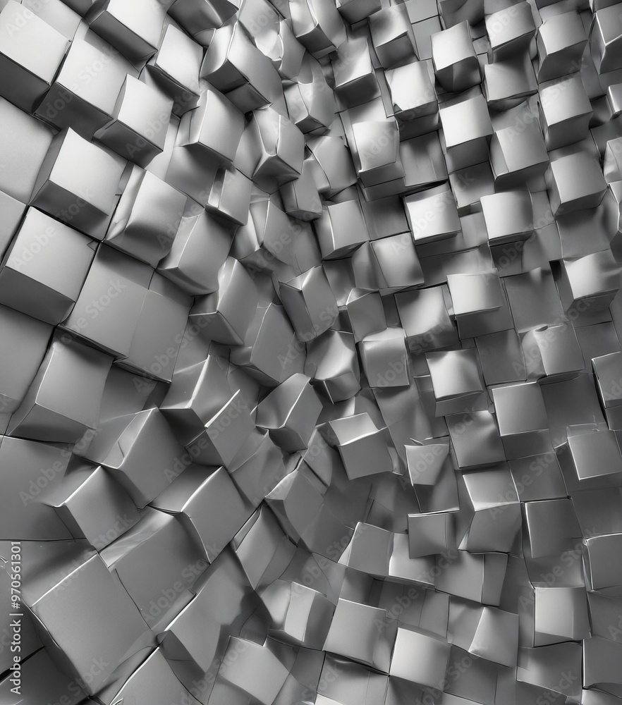 Poster a 3D of a geometric pattern composed of numerous cubes arranged in a repeating pattern, creating a visually striking and abstract design.