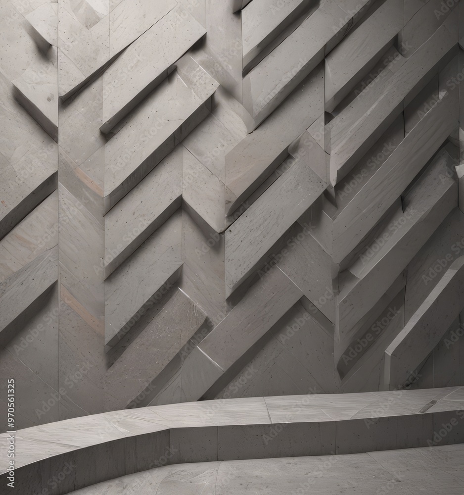 Poster a geometric pattern of intersecting diagonal lines on a concrete wall, creating a visually striking and textured surface.