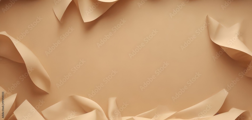 Aufkleber Abstract background with a light brown color, featuring curved and overlapping paper shapes.