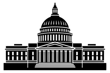 Washington building vector, Washington Capitol building skyline silhouette vector illustration