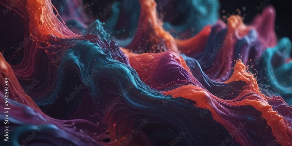 Poster the image is a digital art piece featuring a swirling pattern of vibrant colors, including shades of