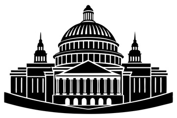 Washington building vector, Washington Capitol building skyline silhouette vector illustration