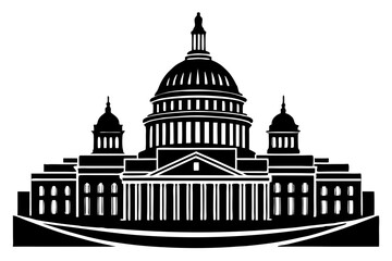 Washington building vector, Washington Capitol building skyline silhouette vector illustration