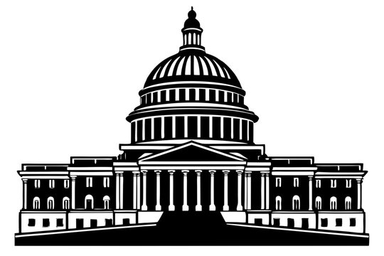Washington building vector, Washington Capitol building skyline silhouette vector illustration