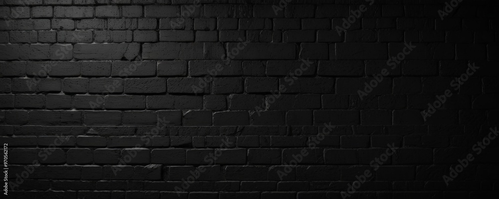 Aufkleber A dark, textured brick wall with a uniform pattern of rectangular bricks, creating a sense of depth and texture.