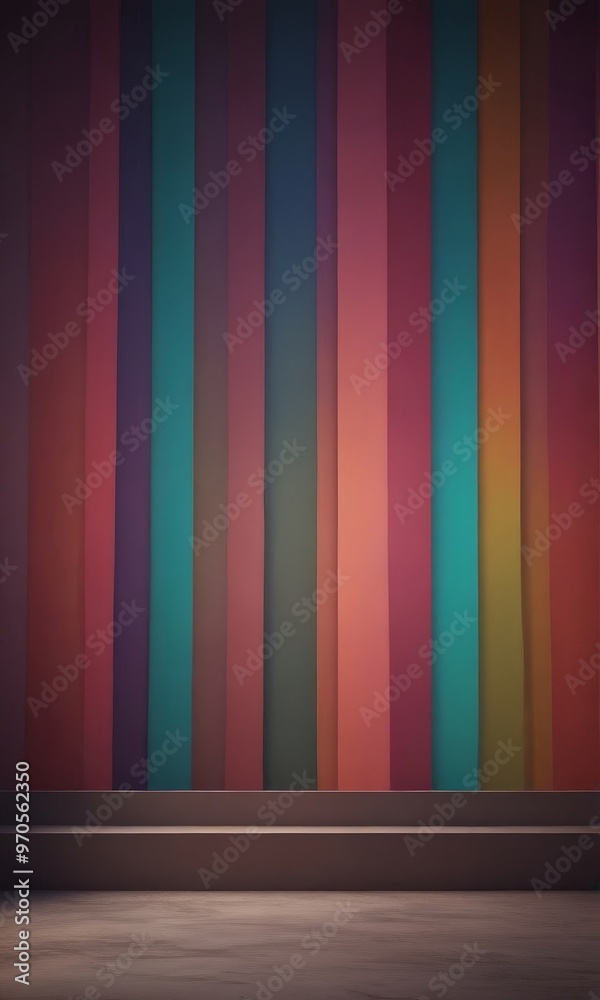 Aufkleber A vibrant, multicolored vertical stripe pattern fills the image, creating a visually striking and dynamic backdrop.