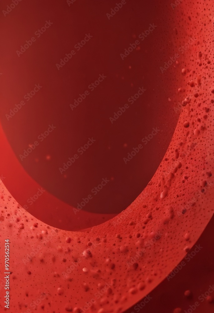 Aufkleber a close-up view of a red, textured surface with small droplets of water on it, creating a sense of movement and depth.