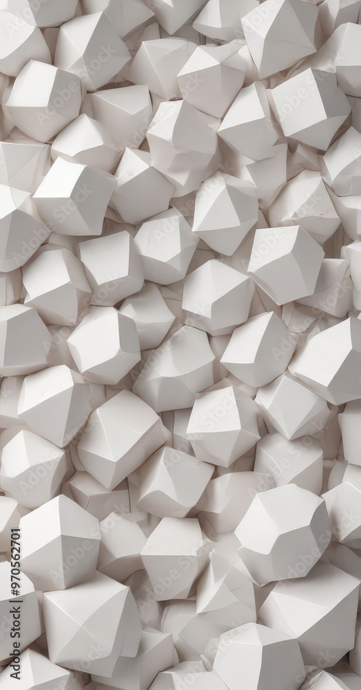 Aufkleber a close-up view of a collection of white cubes, each with a unique geometric shape, arranged in a seemingly random pattern.