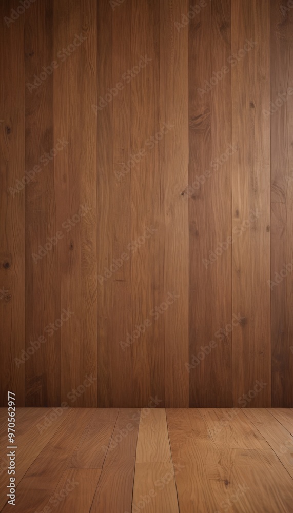 Aufkleber a wooden wall with vertical planks arranged in a horizontal pattern, creating a textured and warm-toned background.