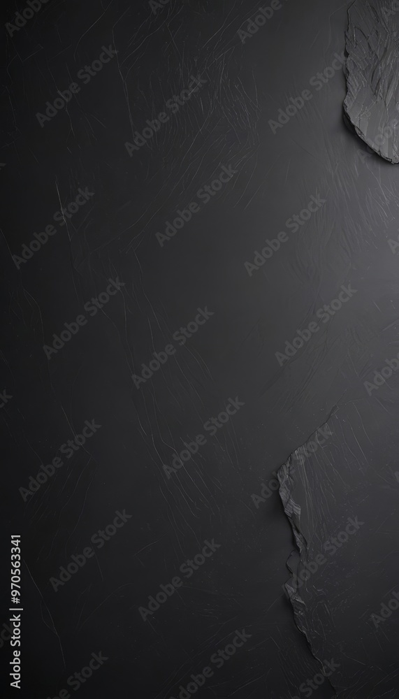 Aufkleber a dark, textured surface with a small, jagged, and irregularly shaped piece of stone or rock on the 