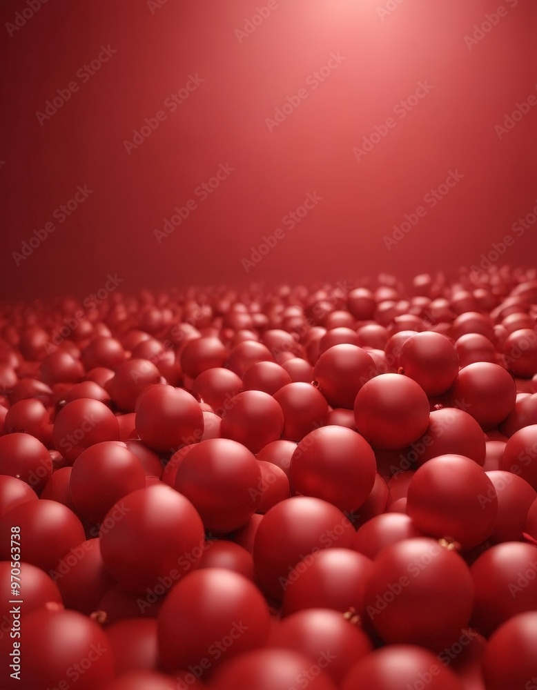 Aufkleber A vibrant red background with a multitude of red spherical objects scattered across it, creating a visually striking and dynamic composition.