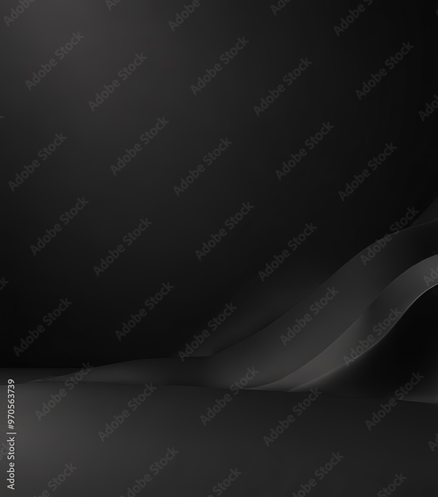 Poster a dark, abstract background with a subtle gradient of black and gray tones, creating a sense of depth and movement.