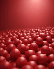 Obraz premium A vibrant red background with a multitude of red spherical objects scattered across it, creating a visually striking and dynamic composition.