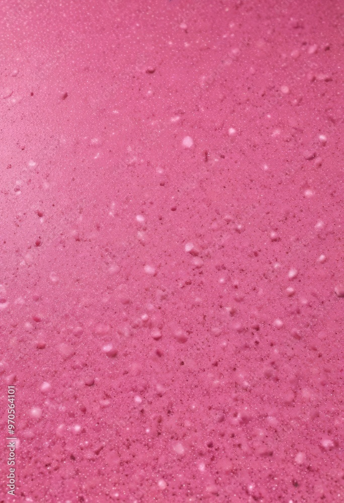 Poster a close-up view of a pinkish-red surface with small white speckles, resembling a textured or speckle