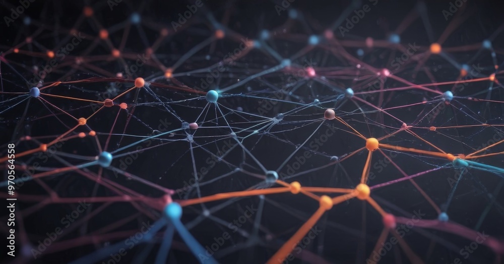 Aufkleber a complex network of interconnected lines and dots, resembling a digital illustration of a network of interconnected nodes and connections.