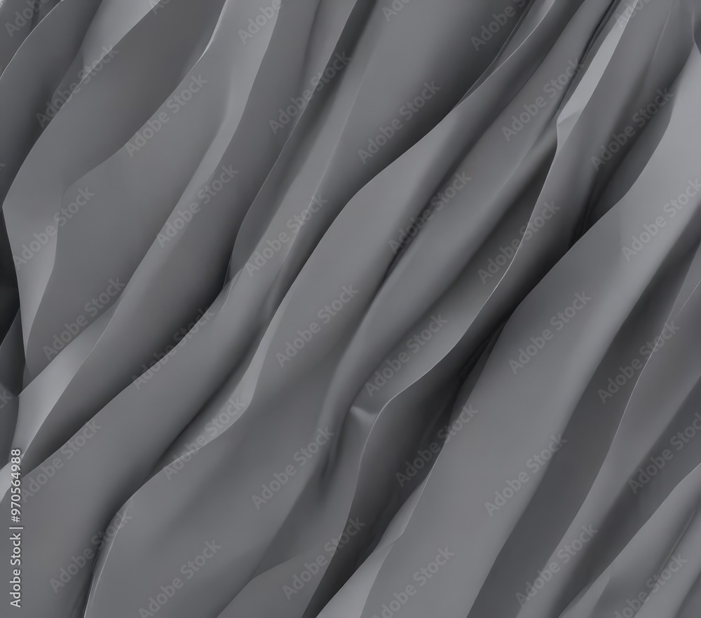 Poster a close-up view of a textured gray fabric surface, with a repeating pattern of curved lines and ridges that create a sense of depth and movement.