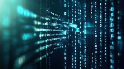 Obraz premium A grid of blue binary code in a digital, futuristic style, giving a sense of data flow and connectivity