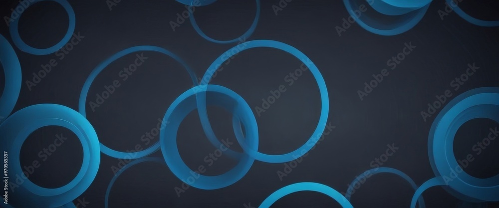 Fototapete a dark background with a repeating pattern of blue circular shapes, creating a sense of depth and movement.