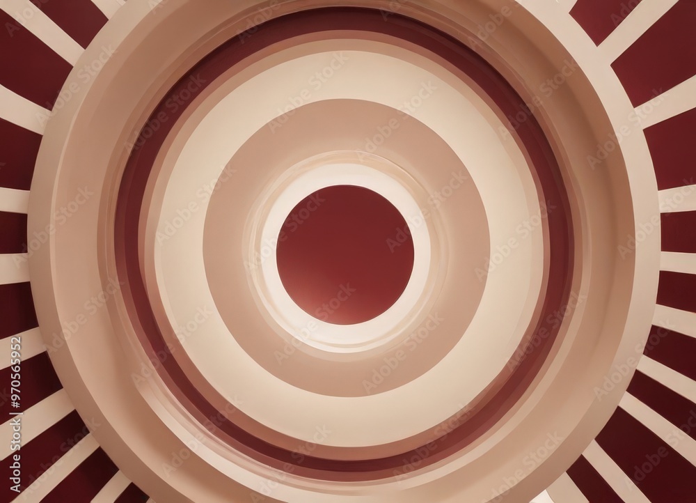 Aufkleber a close-up view of a circular pattern with concentric circles in various shades of brown and beige, creating a visually striking and abstract design.
