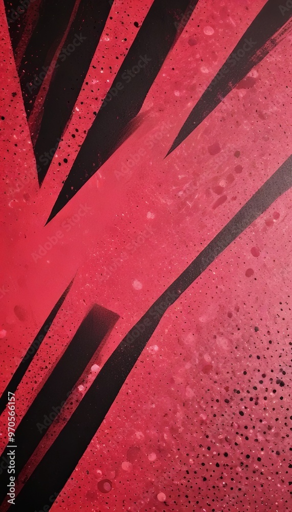 Poster Abstract painting featuring bold black and red lines and dots, creating a dynamic and energetic composition.