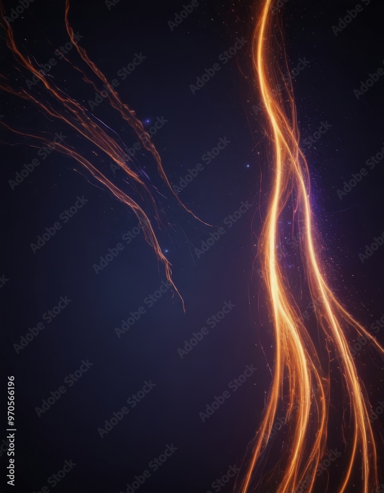 Poster a dynamic scene of fiery streaks and sparks against a dark background, creating a sense of movement 