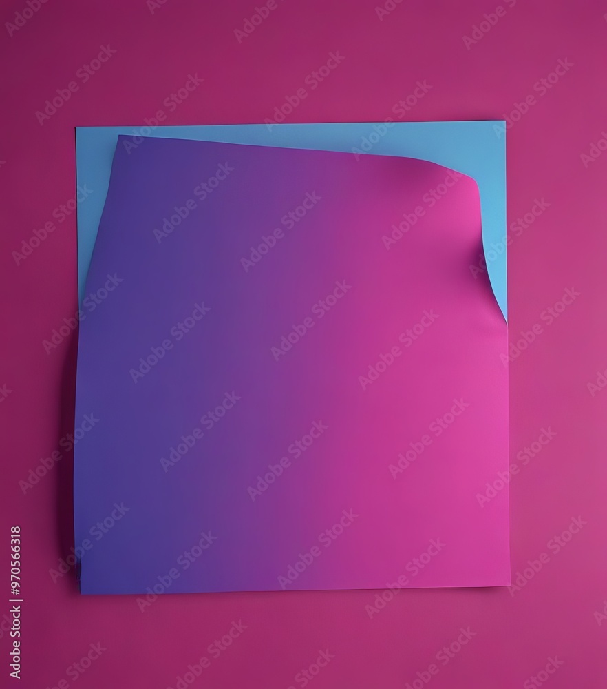 Aufkleber a piece of paper with a gradient of colors, transitioning from a deep purple at the top to a lighter shade at the bottom. The paper is folded in half, creating a sense of