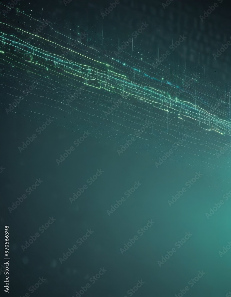 Fototapete a digital interface with a dark green background and a network of glowing lines and dots, suggesting a complex system or network.