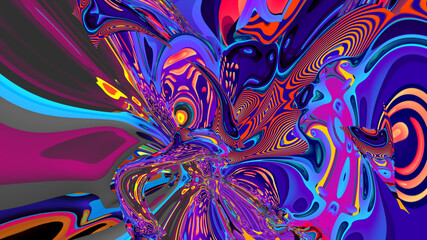 Colorful abstract psychedelic and fluid background for music video
