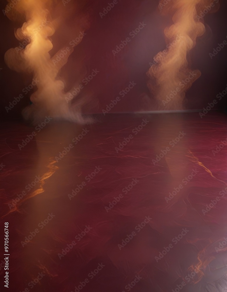 Poster a dramatic scene with two plumes of smoke rising from the center, creating a sense of movement and e