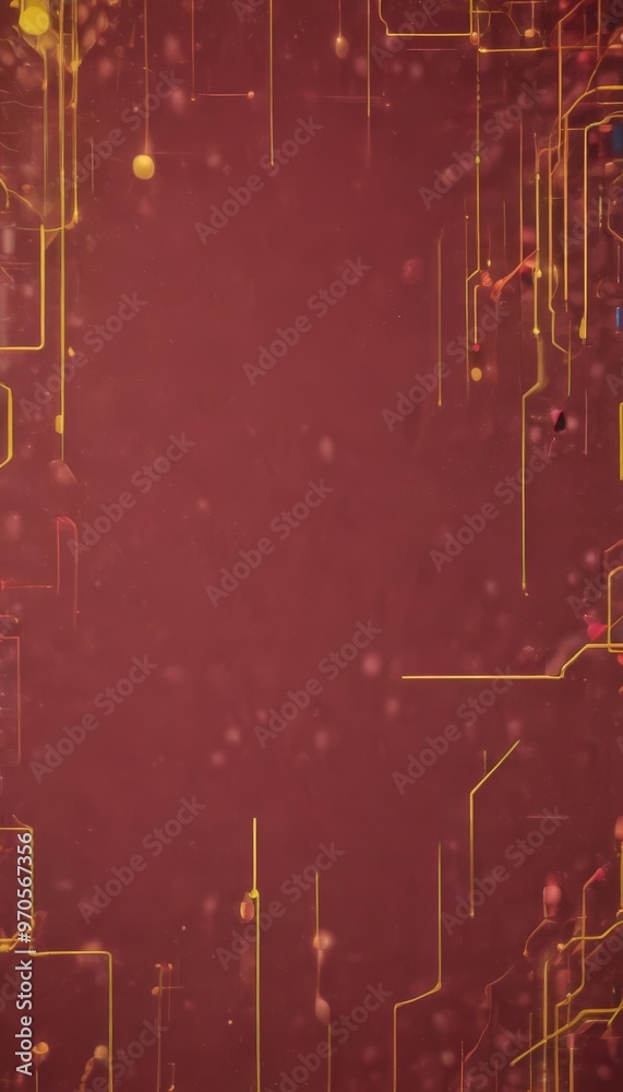 Aufkleber a dark red background with a network of yellow and red lines and dots, creating a sense of depth and complexity.