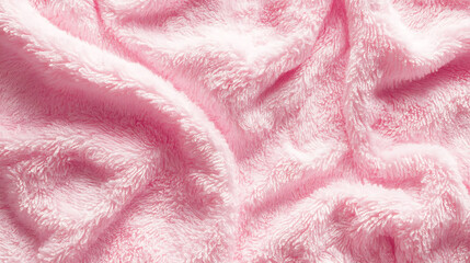 Pink fluffy towel fabric soft texture background, Text area