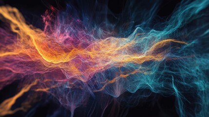 Obraz premium brain wave pattern emerging from a neural network, transitioning into abstract shapes and colors.