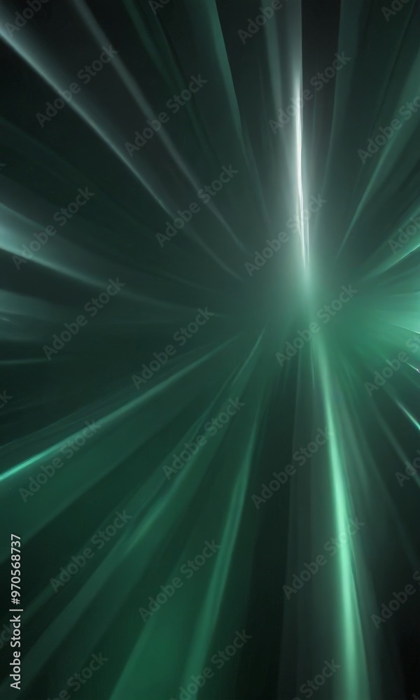 Poster a vibrant abstract background with green and white lines radiating outwards, creating a sense of depth and movement.