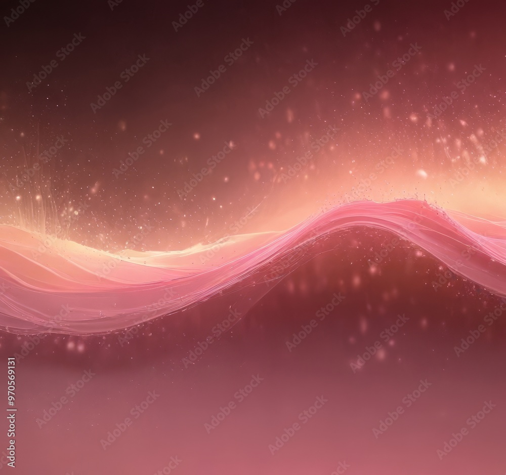 Leinwandbilder a gradient of pink and orange hues, with a wave-like pattern and sparkling particles in the background, creating a visually striking and dynamic scene.