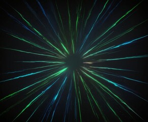 Fototapeta premium a vibrant burst of green and blue light radiating outwards from a central point, creating a dynamic and visually striking effect.